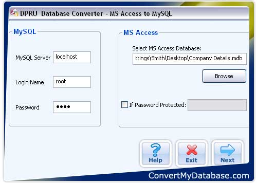 Screenshot of MS Access to MySQL Conversion Utility 2.0.1.5