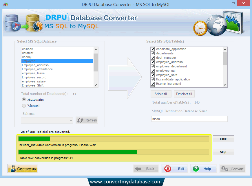 MS SQL to MySQL Database Converter