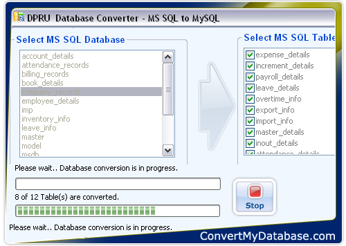 MSSQL to MySQL Database Converter Screenshot