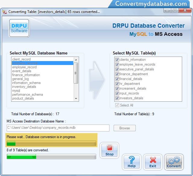 MySQL to MS Access Database Converter