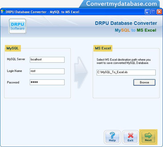 MySQL to MS Excel Database Converter