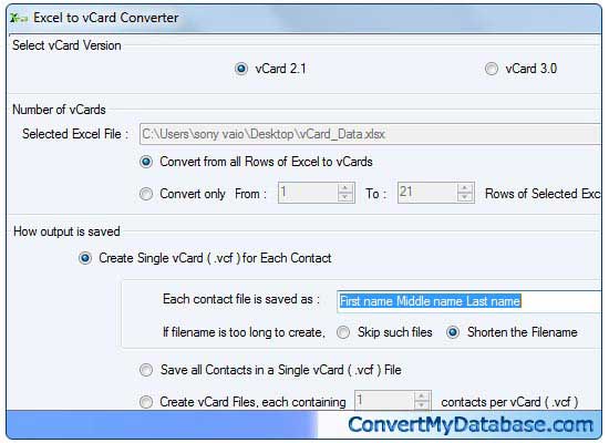 Excel to vCard 2.0.1.5 full