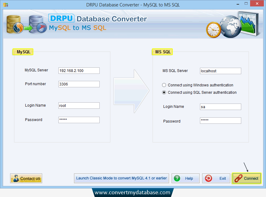 MySQL to MS SQL Database Converter