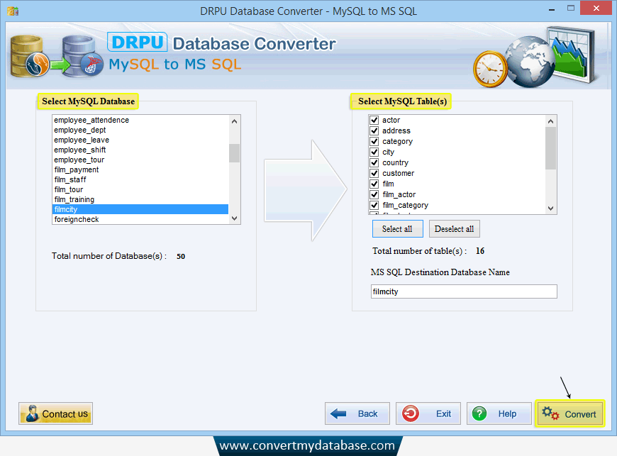 MySQL to MS SQL Database Converter