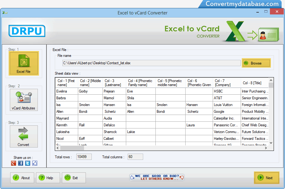 Excel to vCard