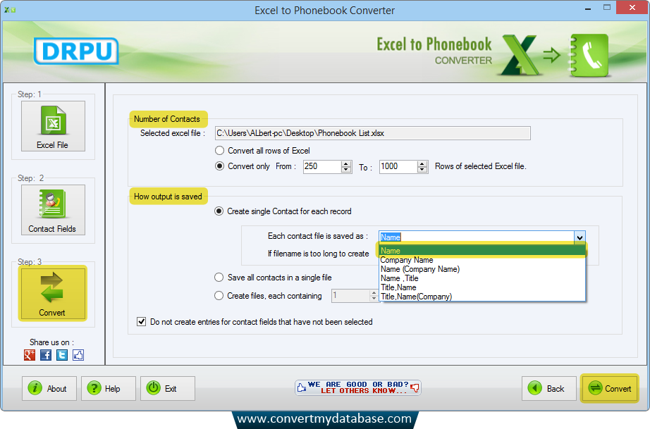 Excel to Phonebook Converter