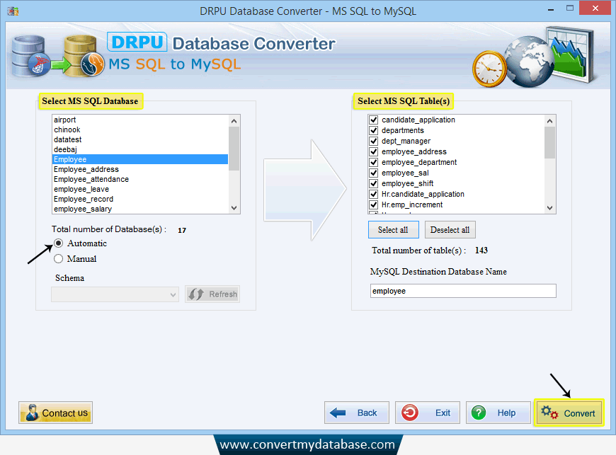 MS SQL to MySQL Database Converter