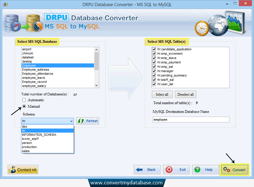 MS SQL to MySQL Database Converter