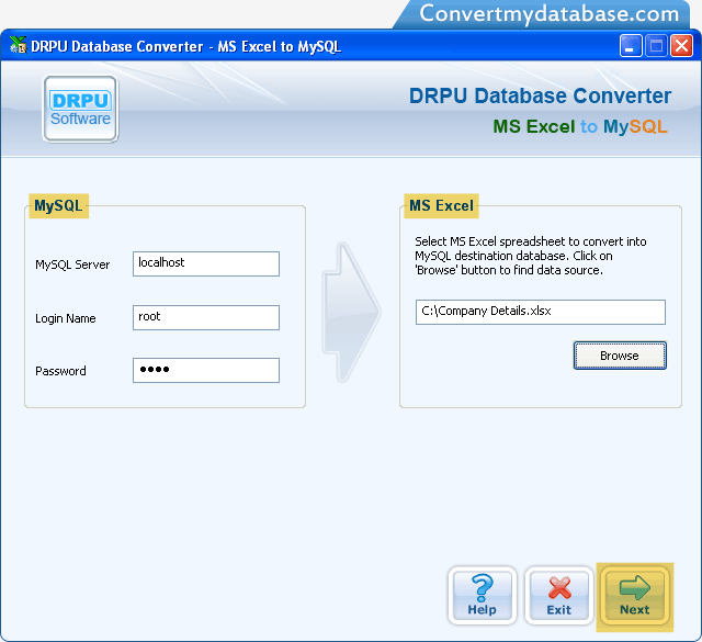 MS Excel to MySQL Database Converter