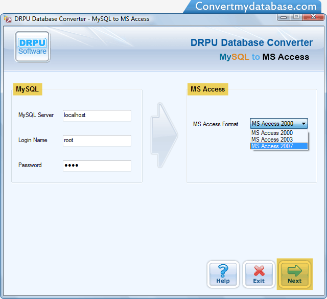 MySQL to MS Access Database Converter